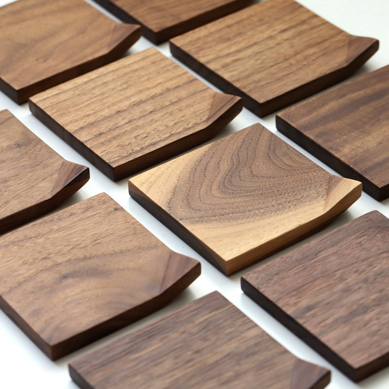 Black Walnut Corner Coaster Solid Wood Heat-Insulating Tea Set Cushion Creative Cup Holder Pot Bearing Accessories