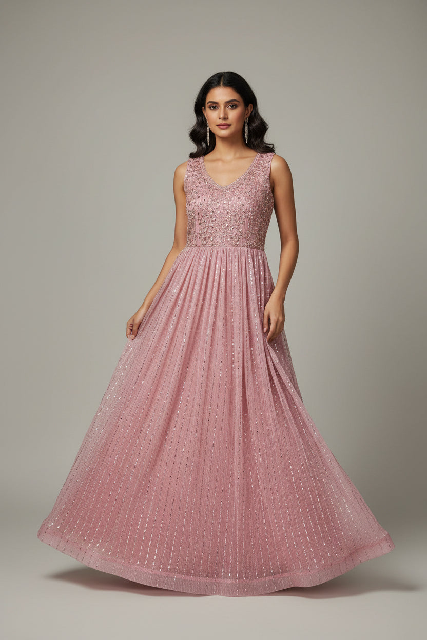 Party wear long gown : Indo western gowns for weddings and reception