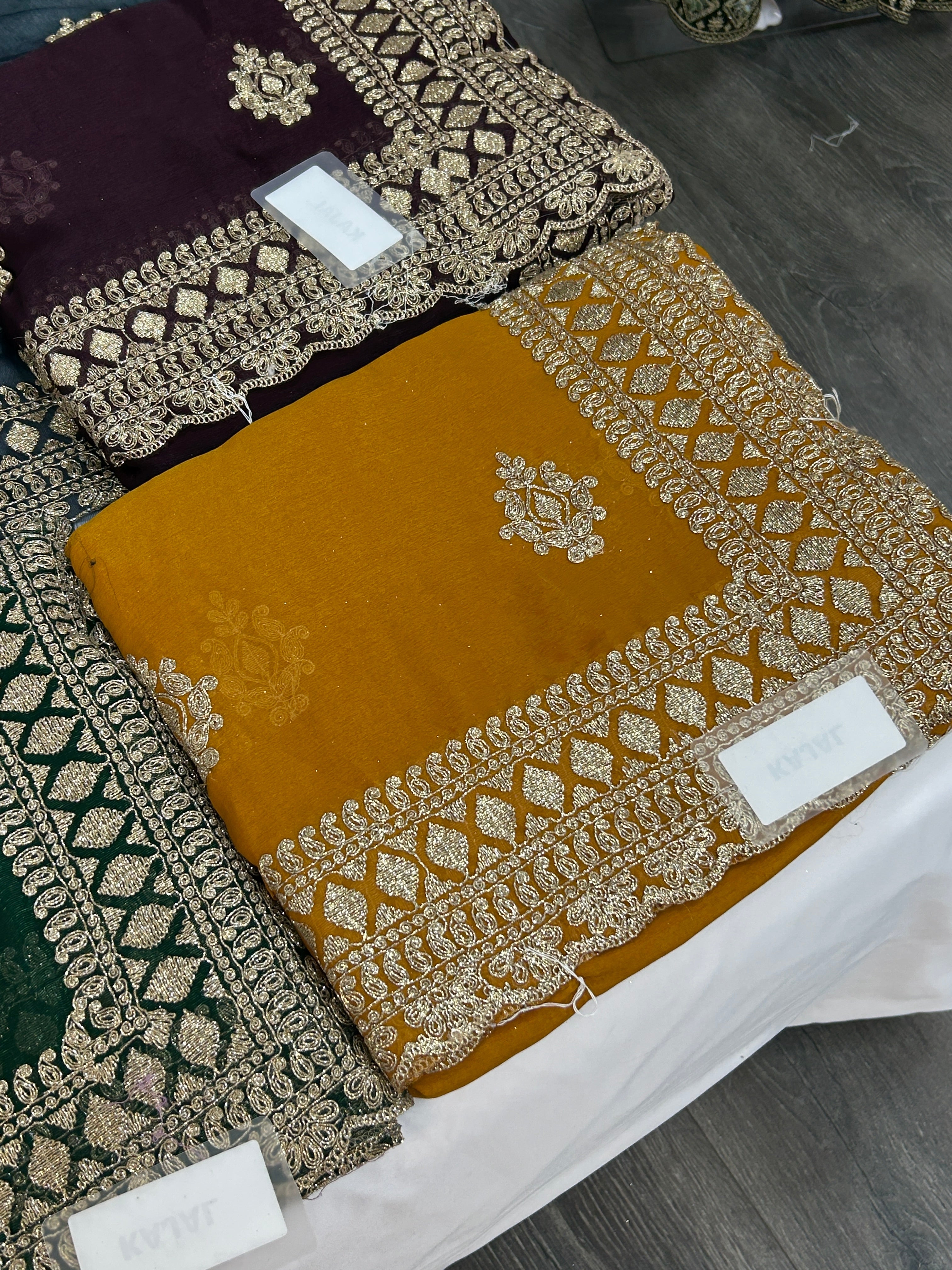 Chiffon heavy work saree: cocktail saree