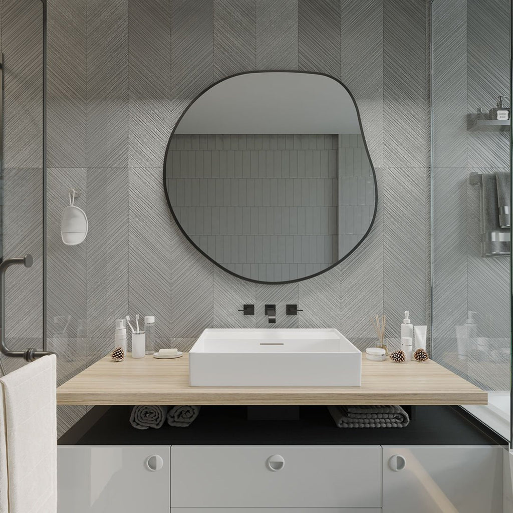 Irregular Bathroom Wall Mirror – Modern Black Frame Mirror for Vanity, Entryway & Living Room