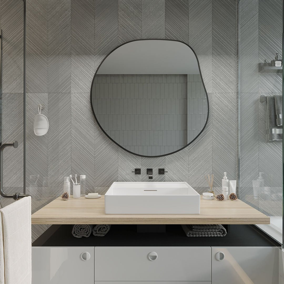 Irregular Bathroom Wall Mirror – Modern Black Frame Mirror for Vanity, Entryway & Living Room