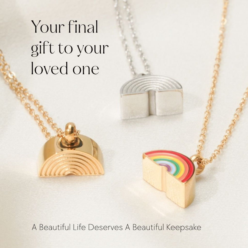 Rainbow - Memorial Necklace for Human Ashes - Gold