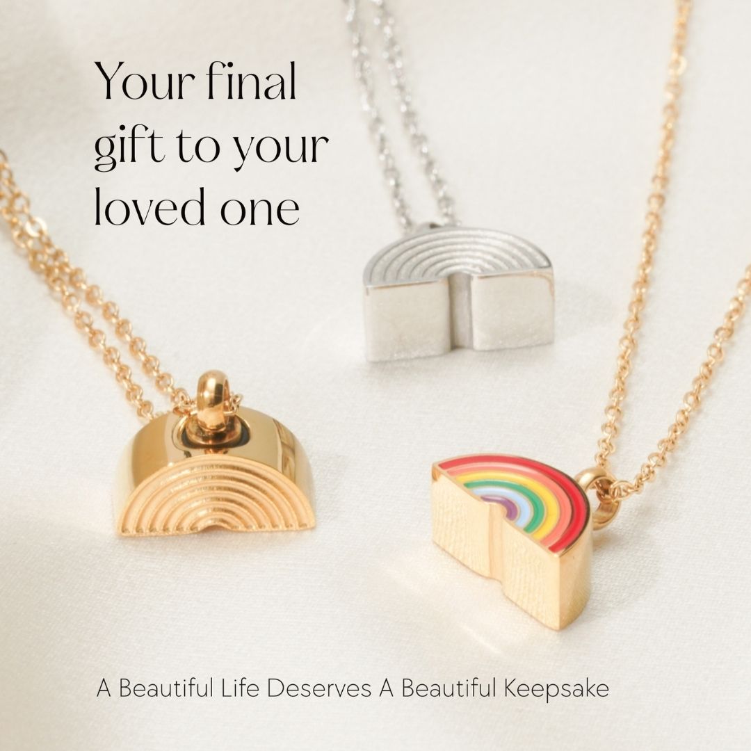 Rainbow - Memorial Necklace for Human Ashes - Gold