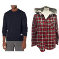 New Champion Unisex Small Navy Pullover Sweatshirt w Bonus Plaid Flannel Hoodie