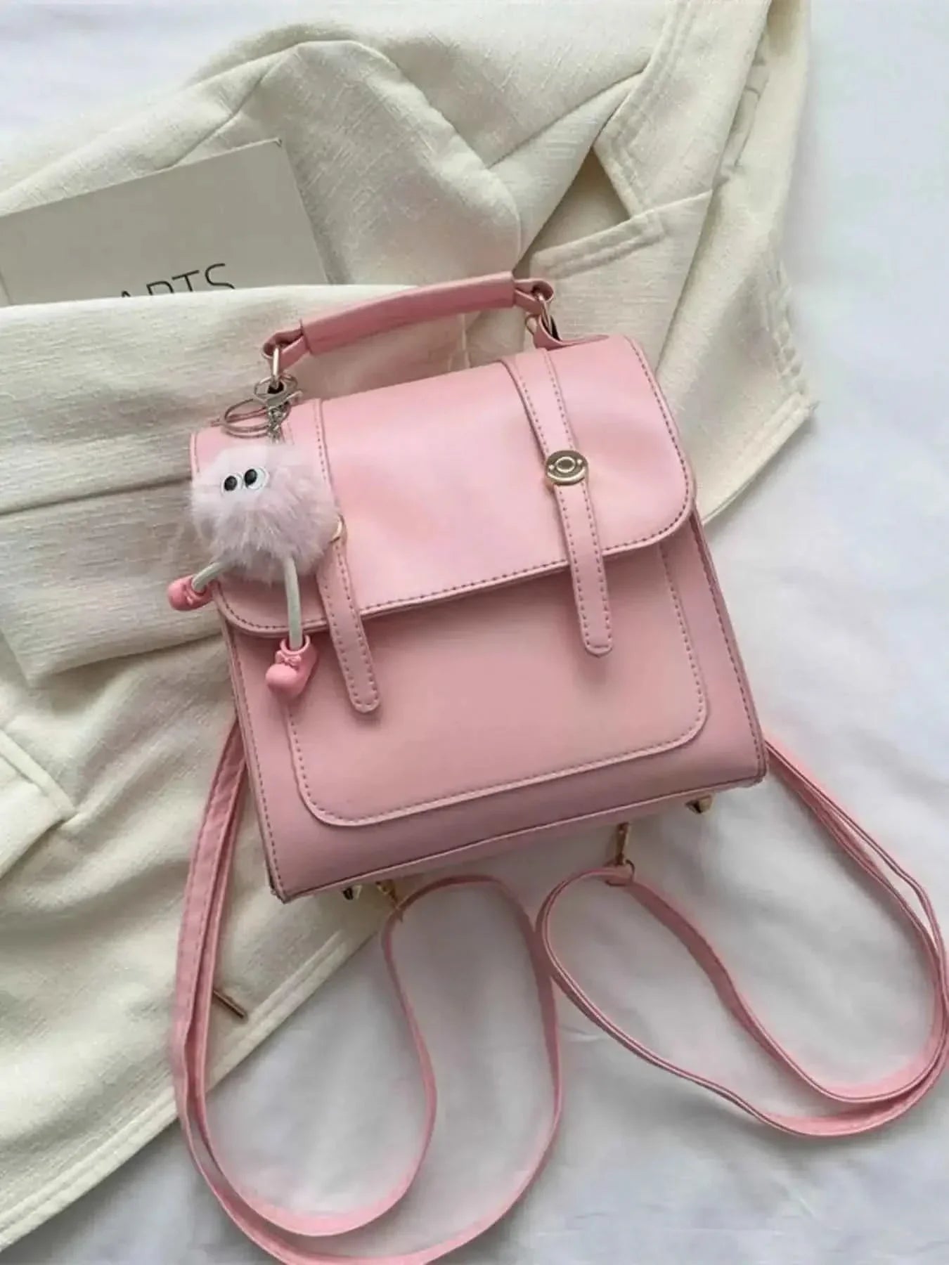 Elegant Leather Flap Backpack Bag