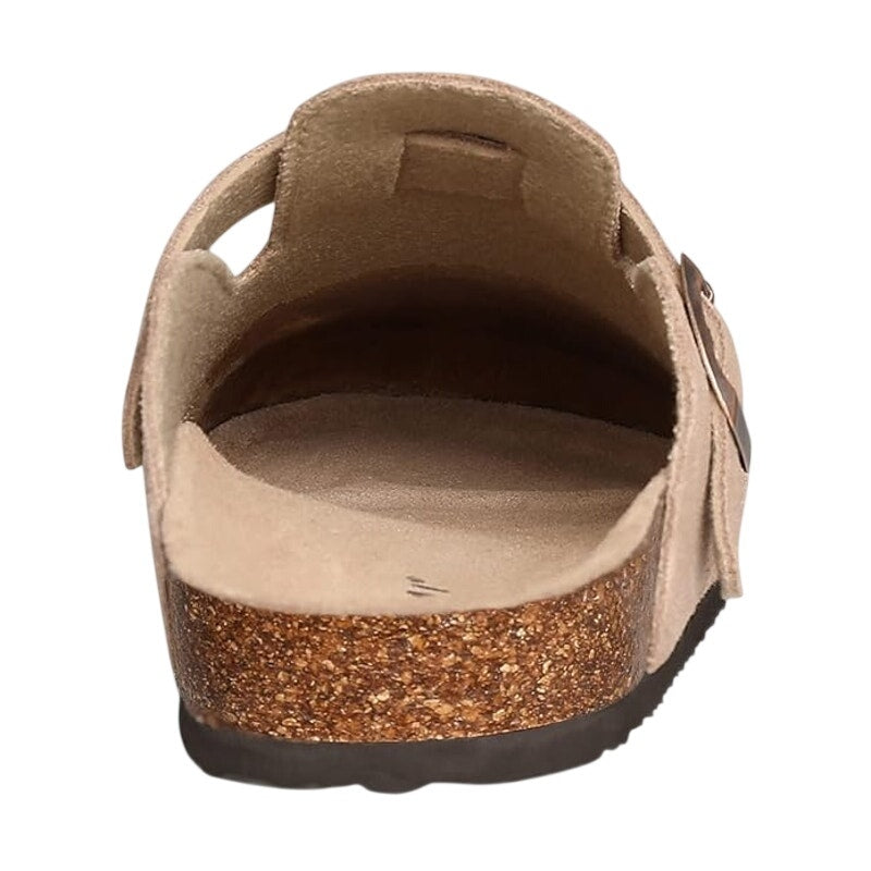 Kidmi Womens 7.5 Beige Suede Clogs Open Round Toe Adjustable Strap Slip On Shoes