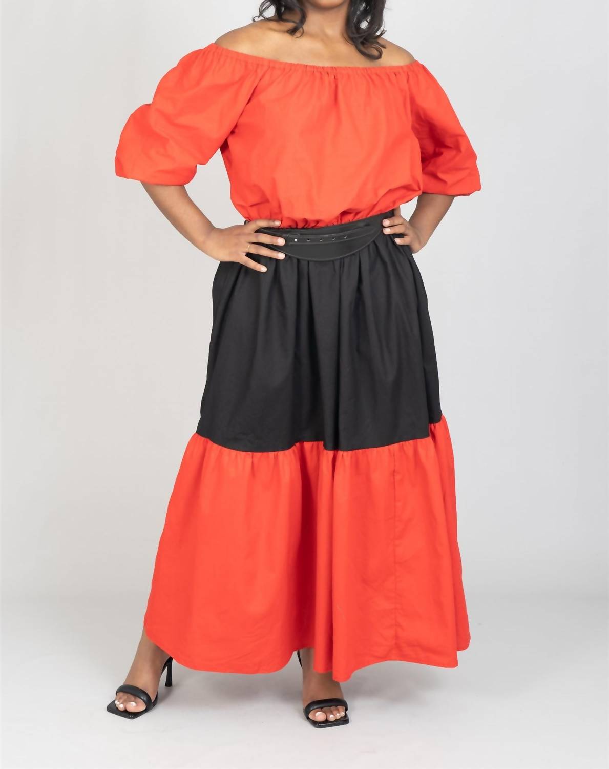 Mumba African Print Off-shoulder Maxi Dress