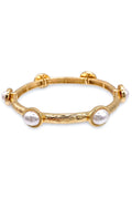 Women's Pearl Hammered Stretch Bangle Bracelet