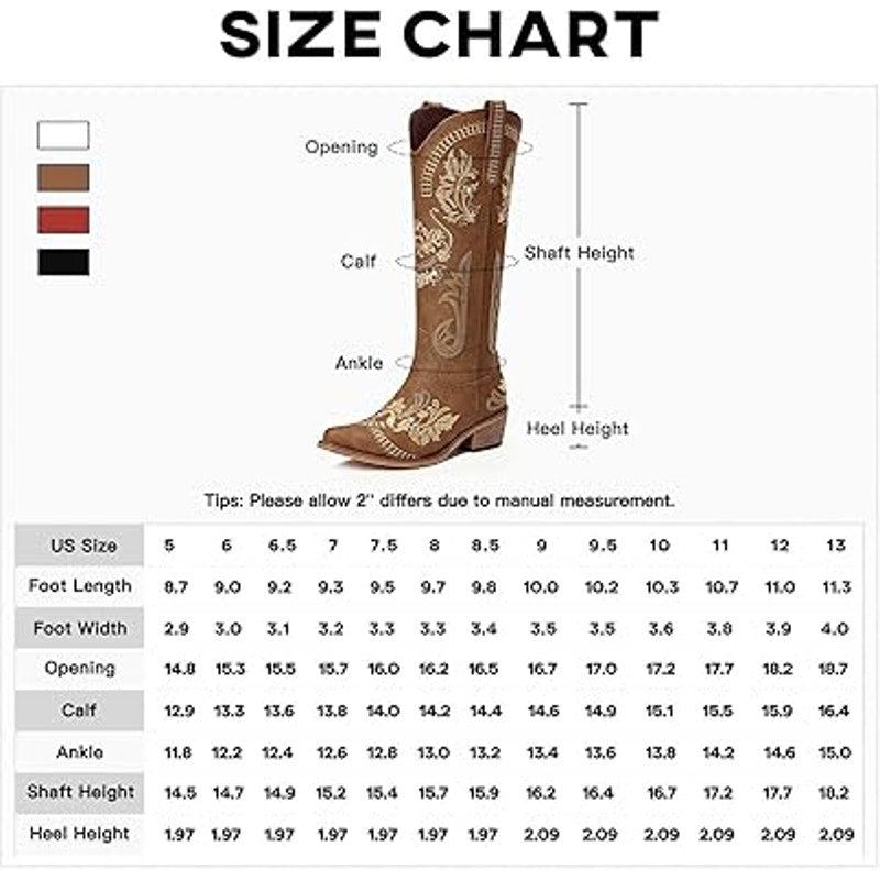 Womens Size 8.5 Brown Faux Leather Wide Calf Knee High 2" Heel Cowboy Boots