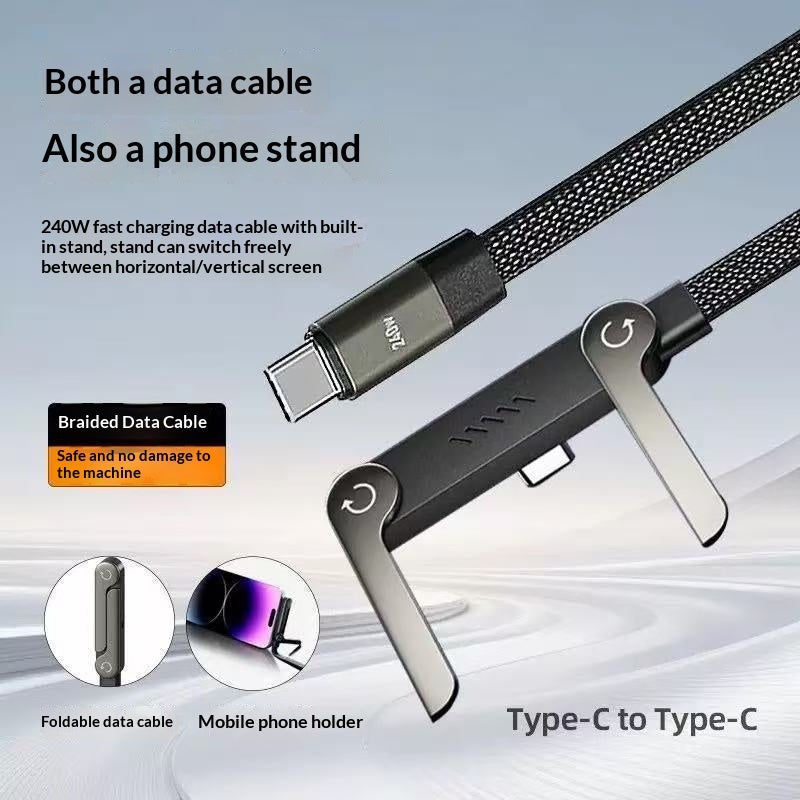 240W Fast Charging USB-C Cable – Foldable Stand Type-C Data Cable for Gaming & Fast Charging