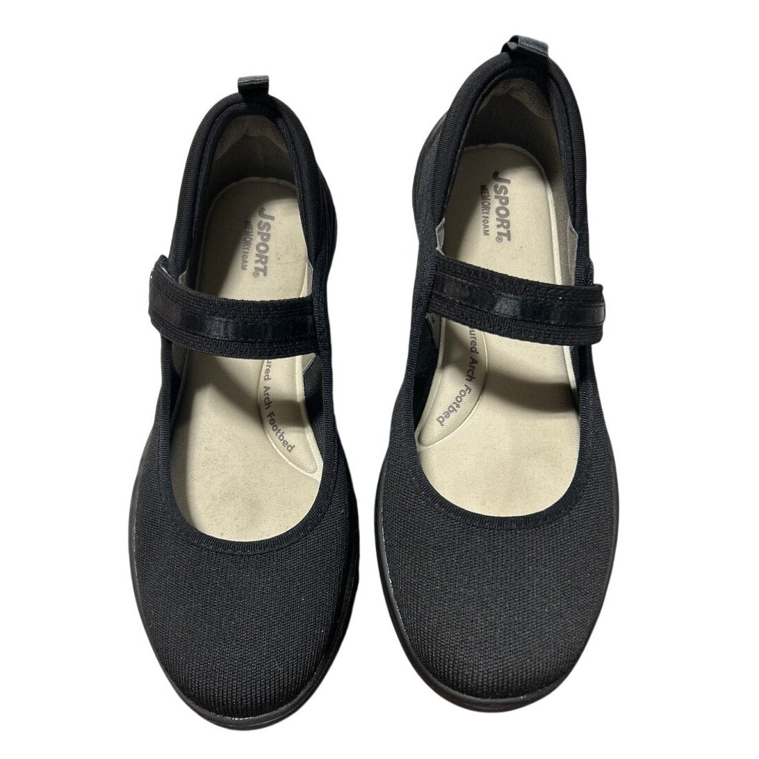 JSport Womens Size 7.5 Black Fabric Hook Loop Closure Melody Mary Jane Shoes