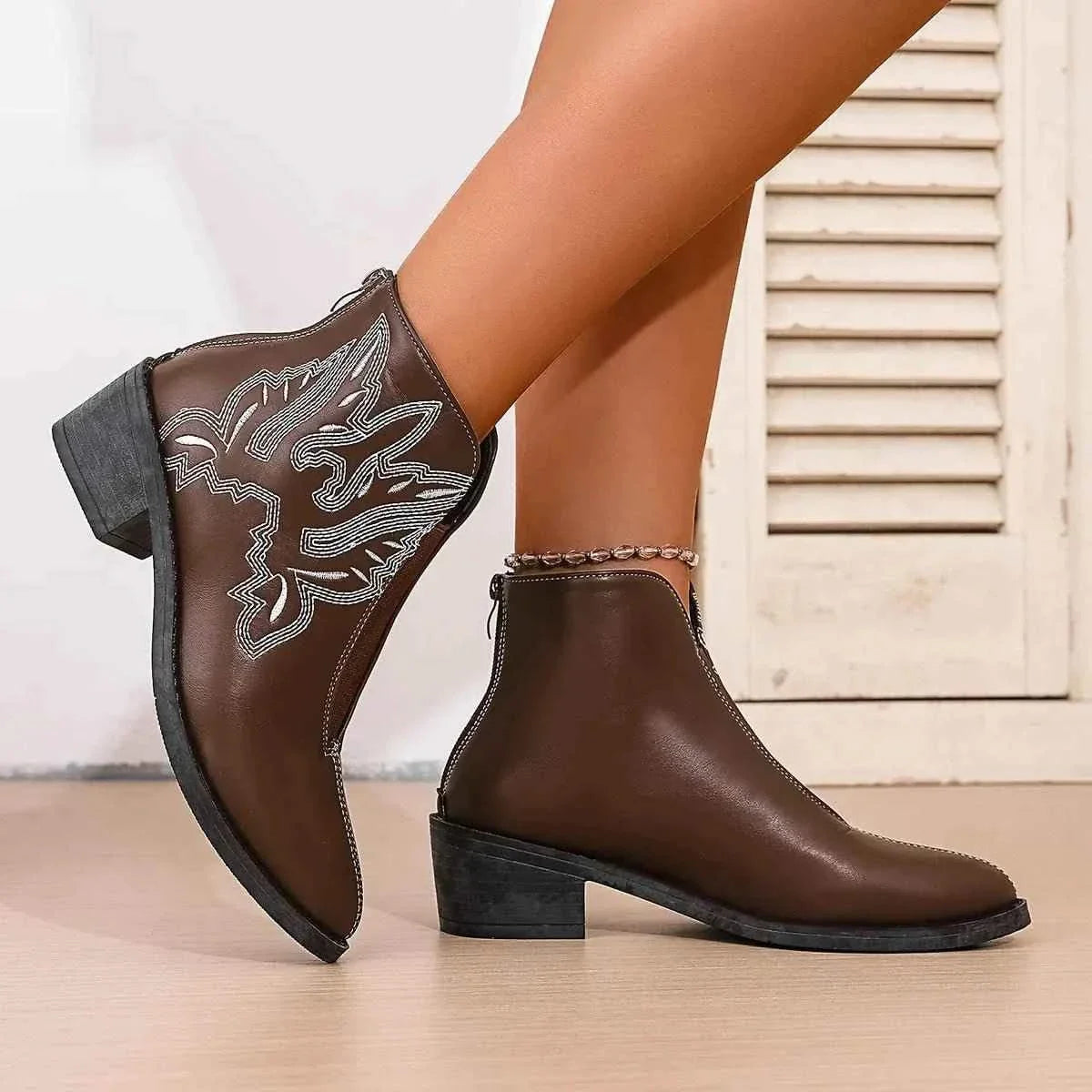 Western Embroidered : Ankle Boots