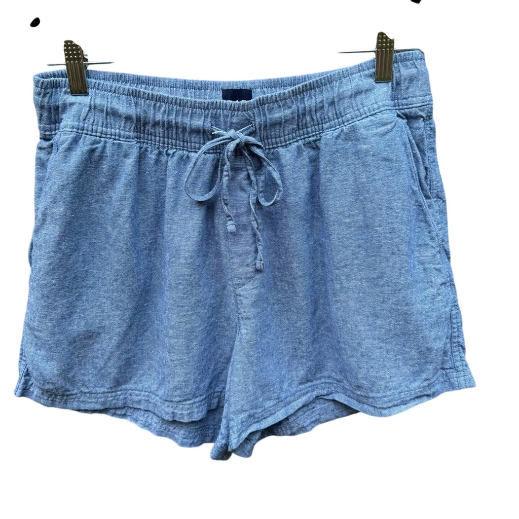 GAP Womens Medium Linen Rayon Blend Country Blue Elastic Drawstring Waist Shorts