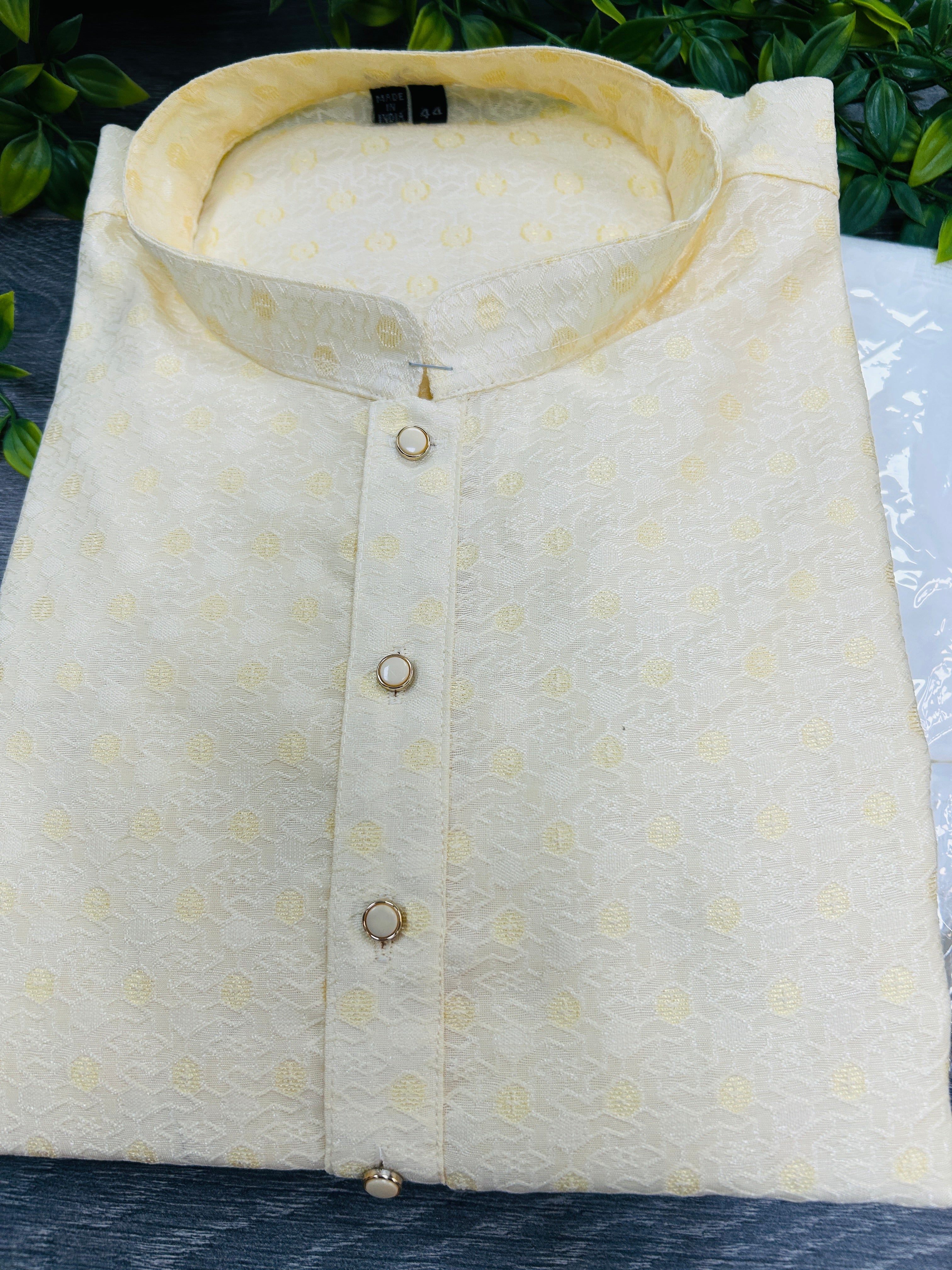 Silk kurta pajama: off white