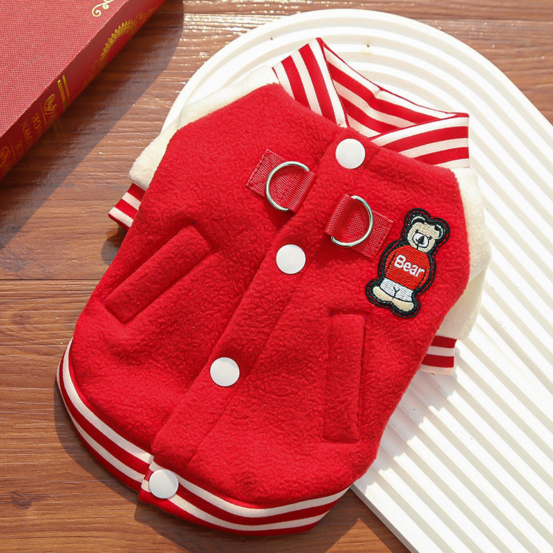 Wholesale Fleece Dog/Cat Outdoor Jacket - Small/Medium Pets, D-Ring & Buttons
