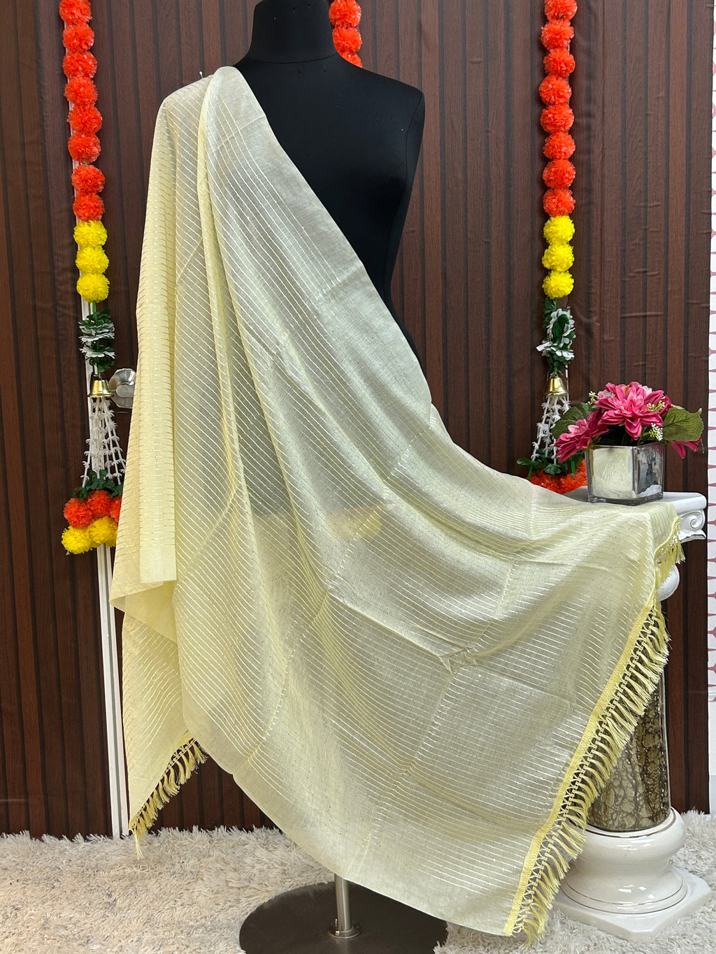 Cotton dupatta with sequin work