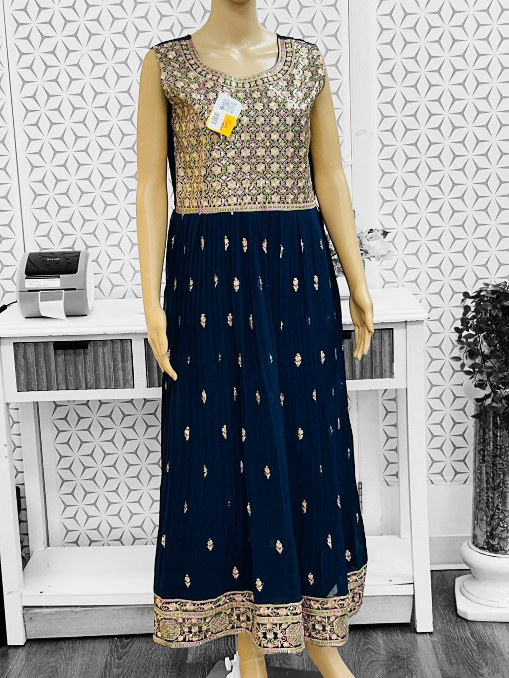 Dark blue georgette long kurti