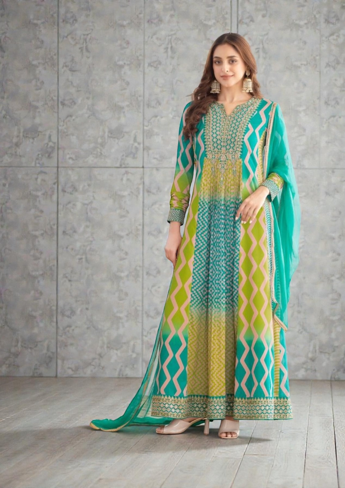 Saawan : Chinon silk long gowns