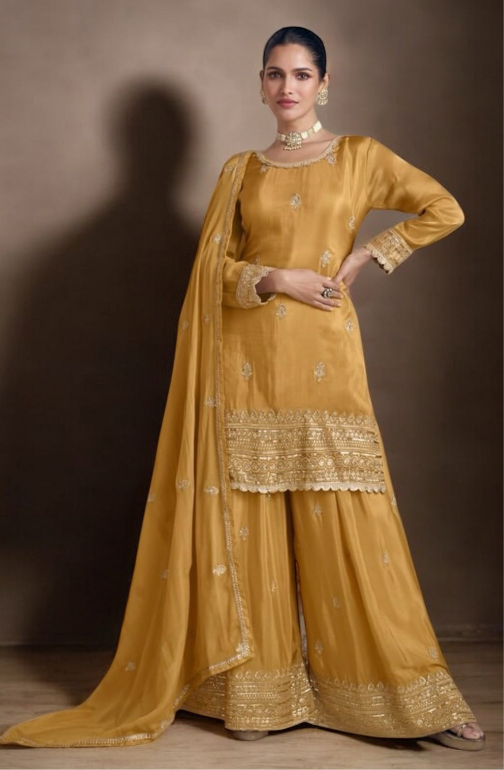 Light yellow sharara set