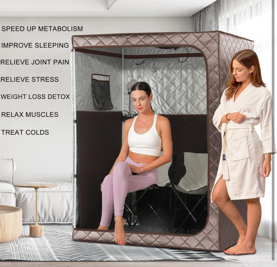 TaTalife Portable 1-2 Person Infrared Saunas for Home, Full Spectrum Infrared Sauna, Full Size Large Space Spa, 2 Portable Upgrade Chair, Oversize Full Body Home Sauna Spa for Relaxation & Detox