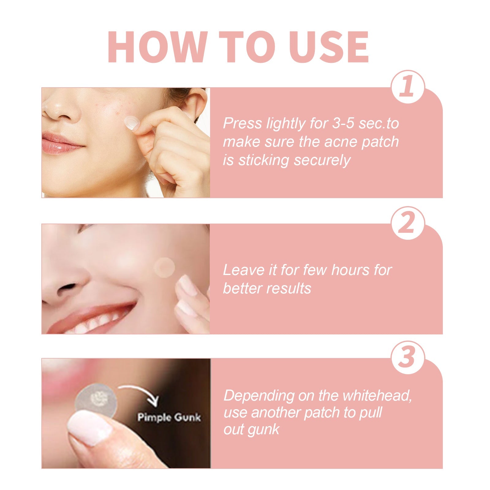 Acne Patch, Repair Acne Pimple Facial Redness Clean Pores Moisturize Skin Patch