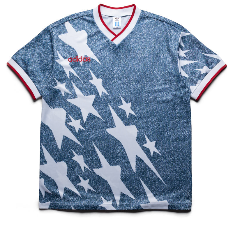 Adidas Denim Graphic Jersey - White/Dark Blue