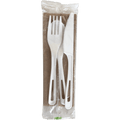 World Centric 6 in Ribbed TPLA Cutlery Set (Fork, Knife, Spoon, Napkin) (QTY 250), SKU AS-PS-TNL