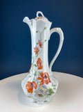Antique Limoges Coffee Pot or TeaPot. Tall 12-Inch Stunning Vase. Hand-Painted Red Poppies. Beautiful Silhouette. Bohemian Chic.
