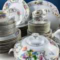 Antique Victoria Czechoslovakia 56 Piece Dish Set. Floral Motif. French Country Living. Dining Room Table Decor. Gift for Him Her.