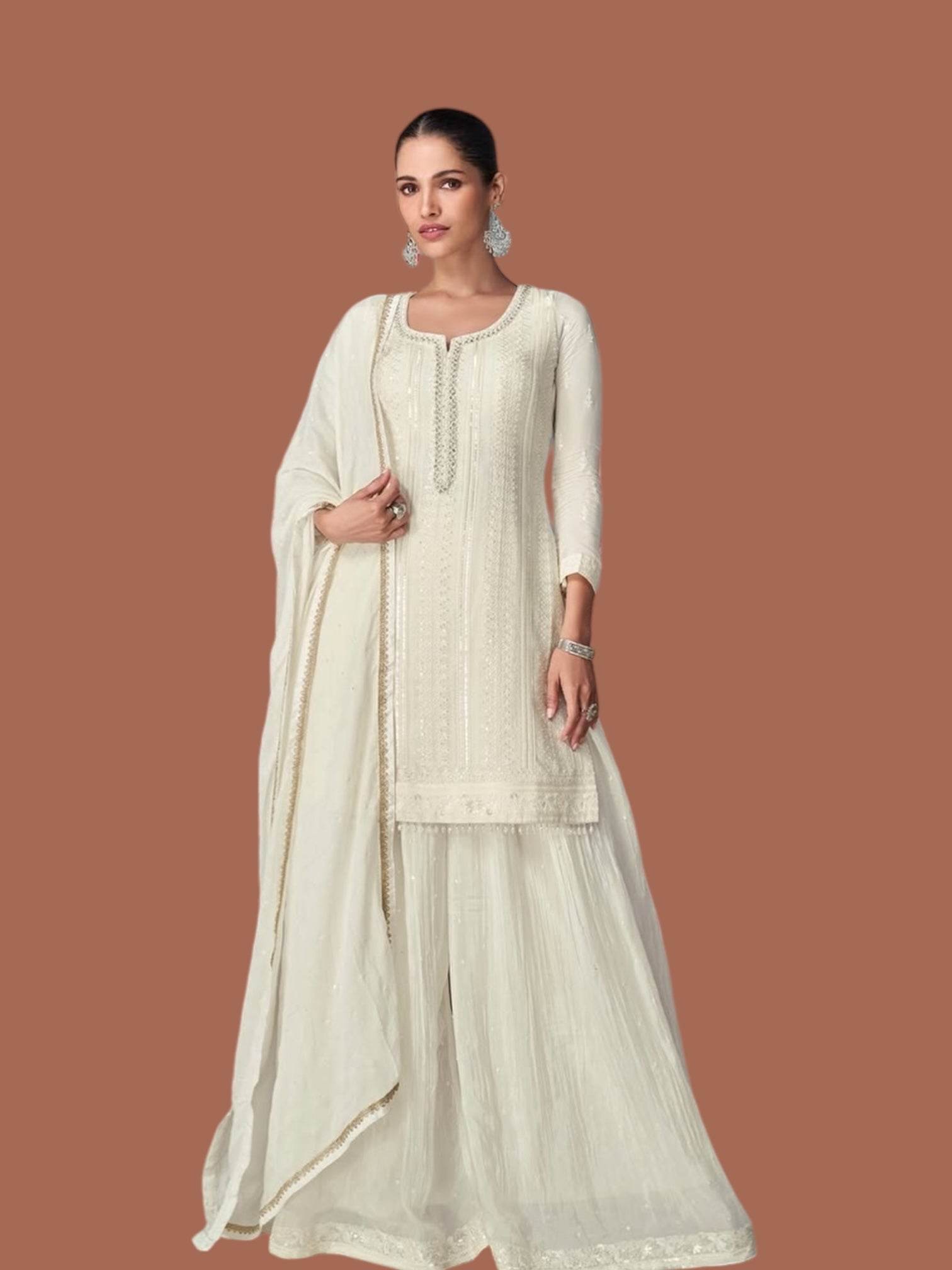 Chikankari work sharara suit