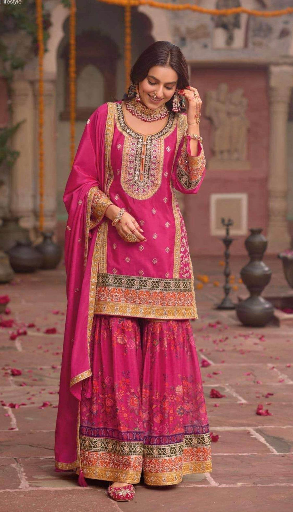 Heavy party wear sharara suit