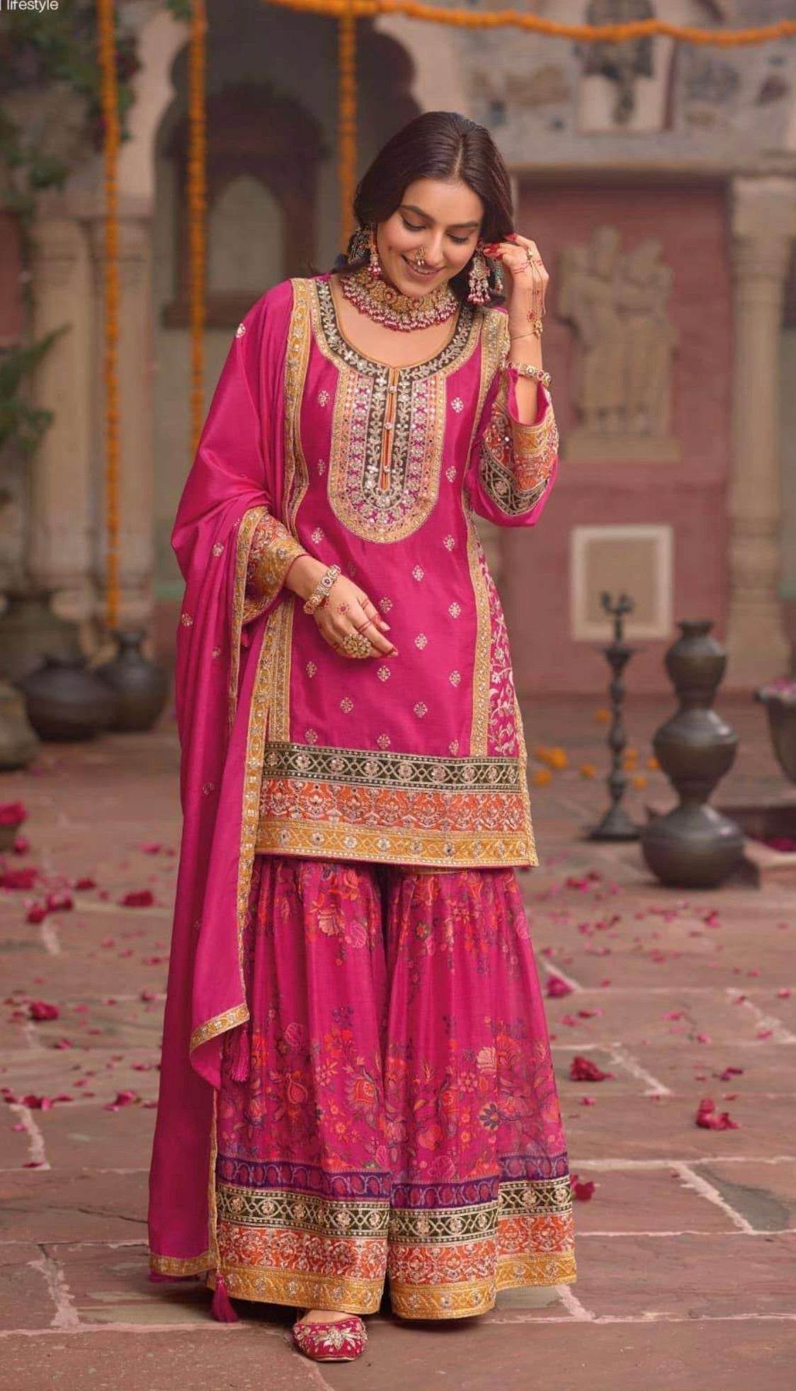 Heavy party wear sharara suit