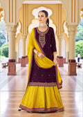 Purple : Modal silk Kurti with banarasi skirt