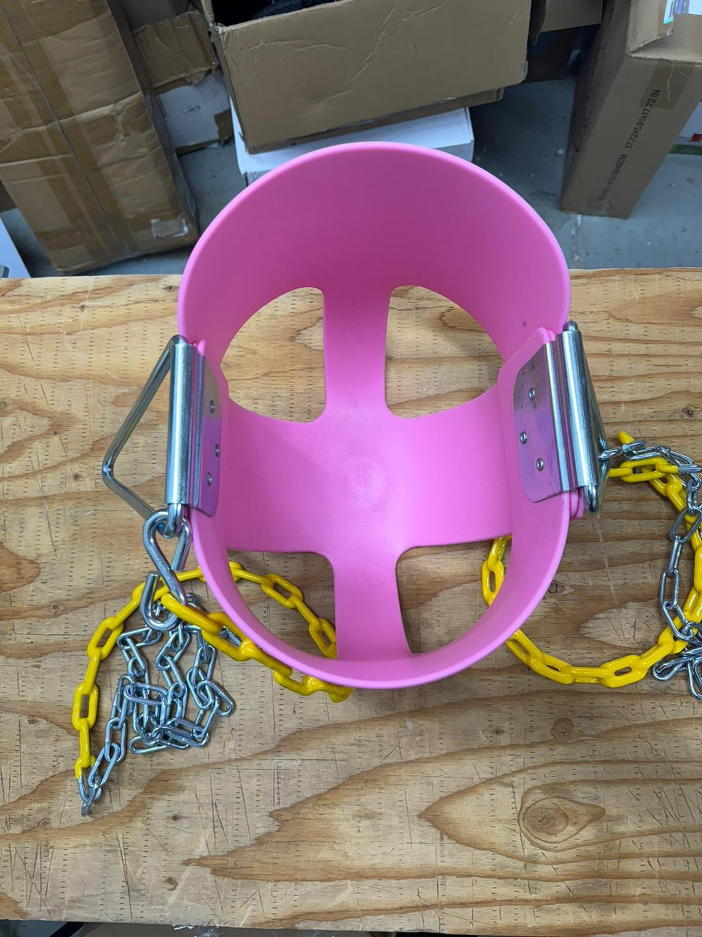 lvssiao Toddler High Back Full Bucket Swing Seat, Toddler Swing Seat with Heavy Duty Plastic Coated Chain + Snap Hooks + Tree Hanging Straps Kids Swing Set Accessories (Pink)