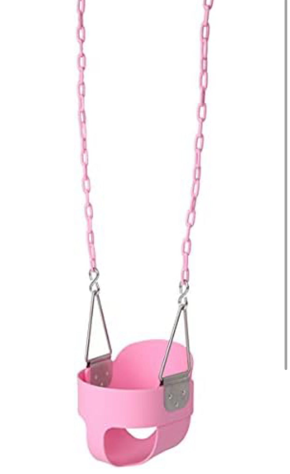 lvssiao Toddler High Back Full Bucket Swing Seat, Toddler Swing Seat with Heavy Duty Plastic Coated Chain + Snap Hooks + Tree Hanging Straps Kids Swing Set Accessories (Pink)