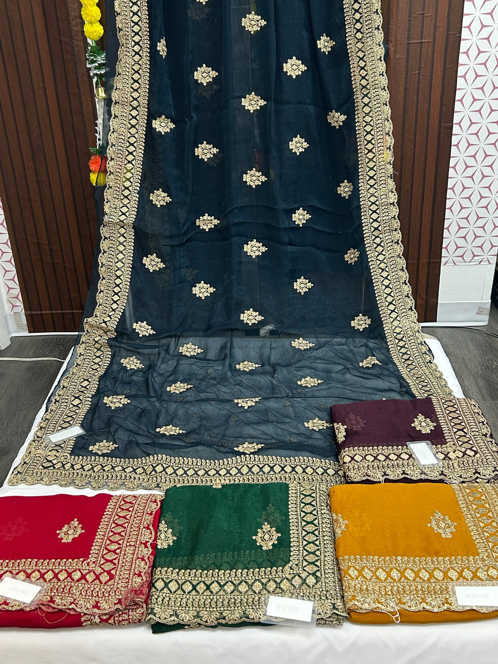 Chiffon heavy work saree: cocktail saree
