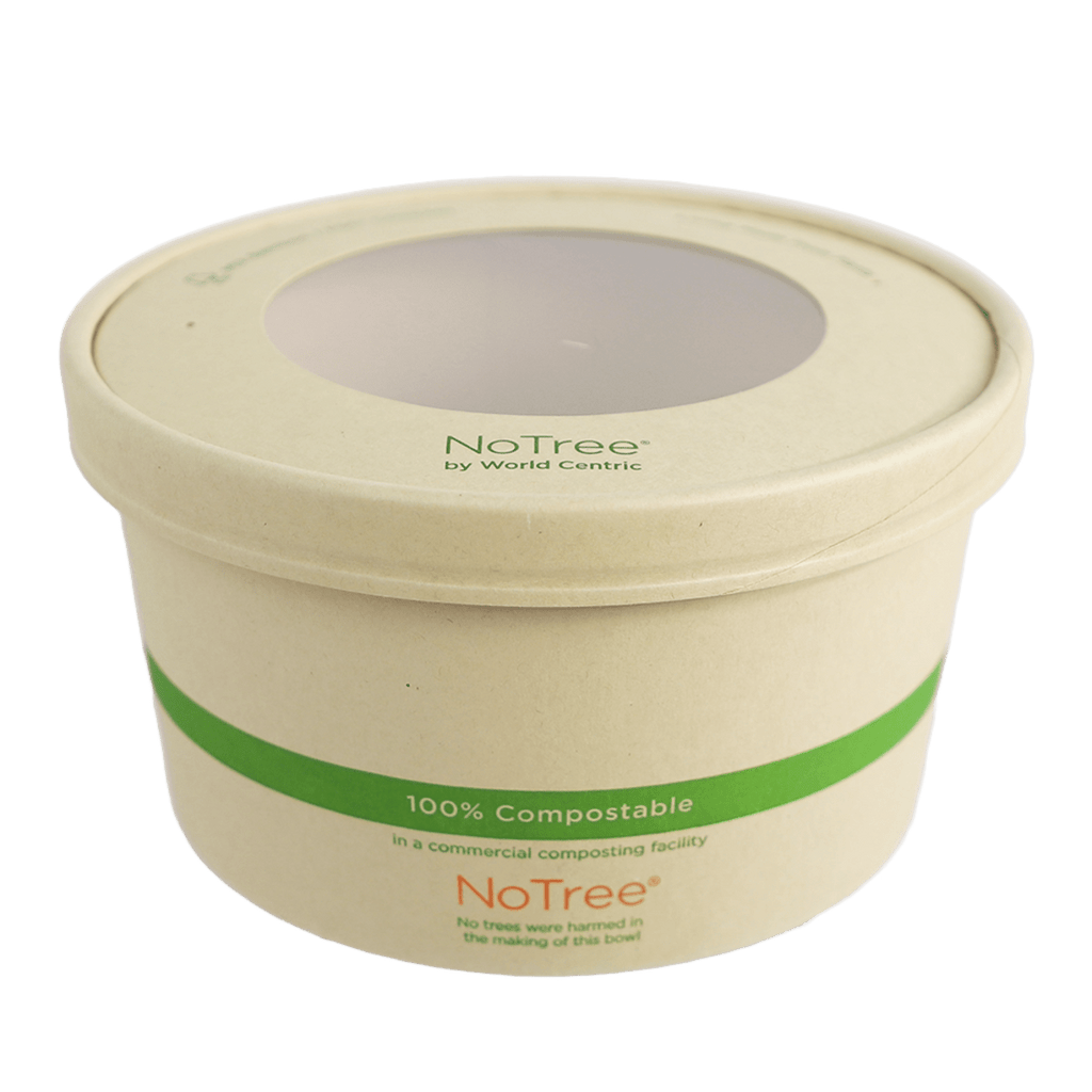 World Centric LID Paper with PLA Window - 24-32 oz Wide Paper Bowl (QTY:300)