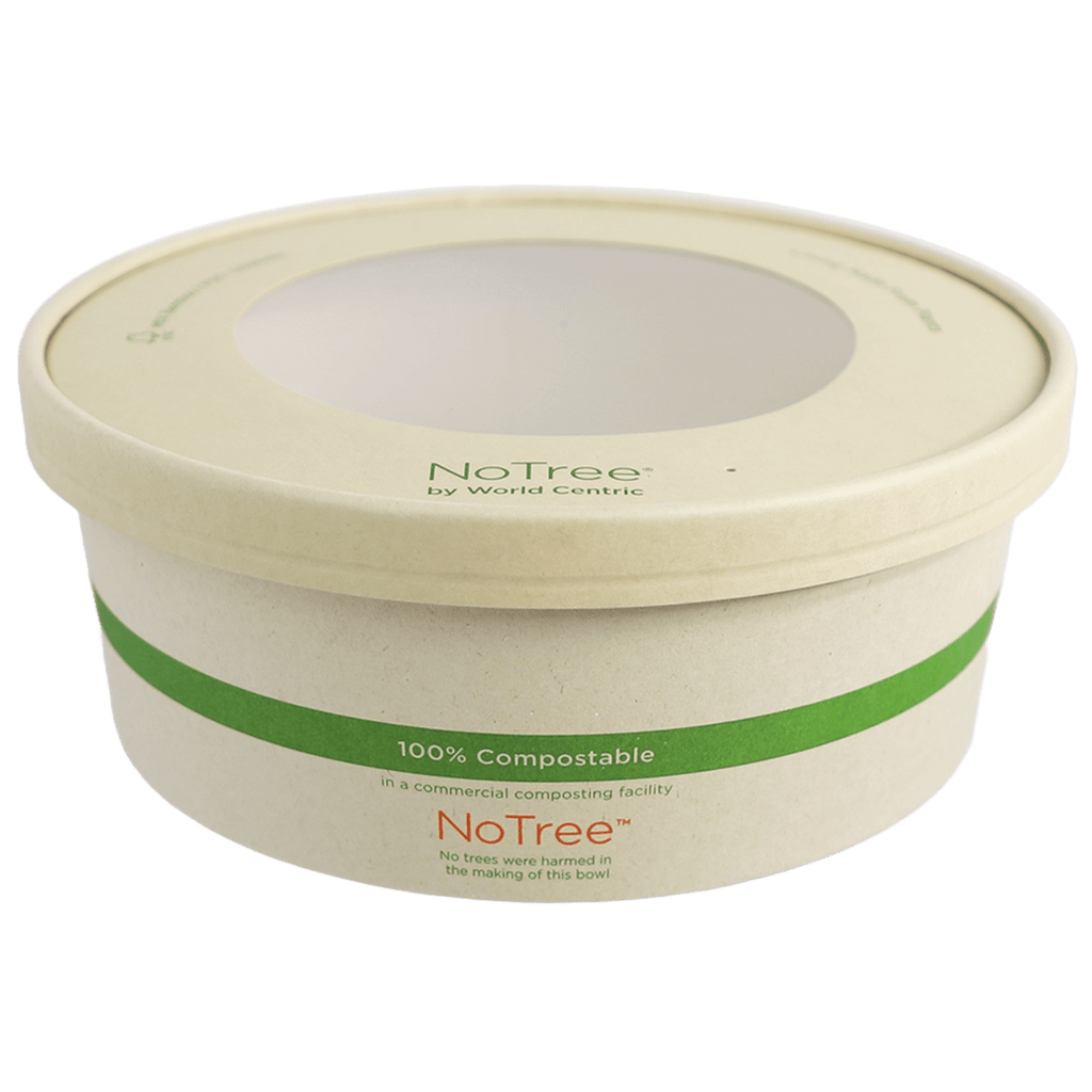World Centric LID Paper with PLA Window - 42 oz Wide Paper Bowl (QTY:150)