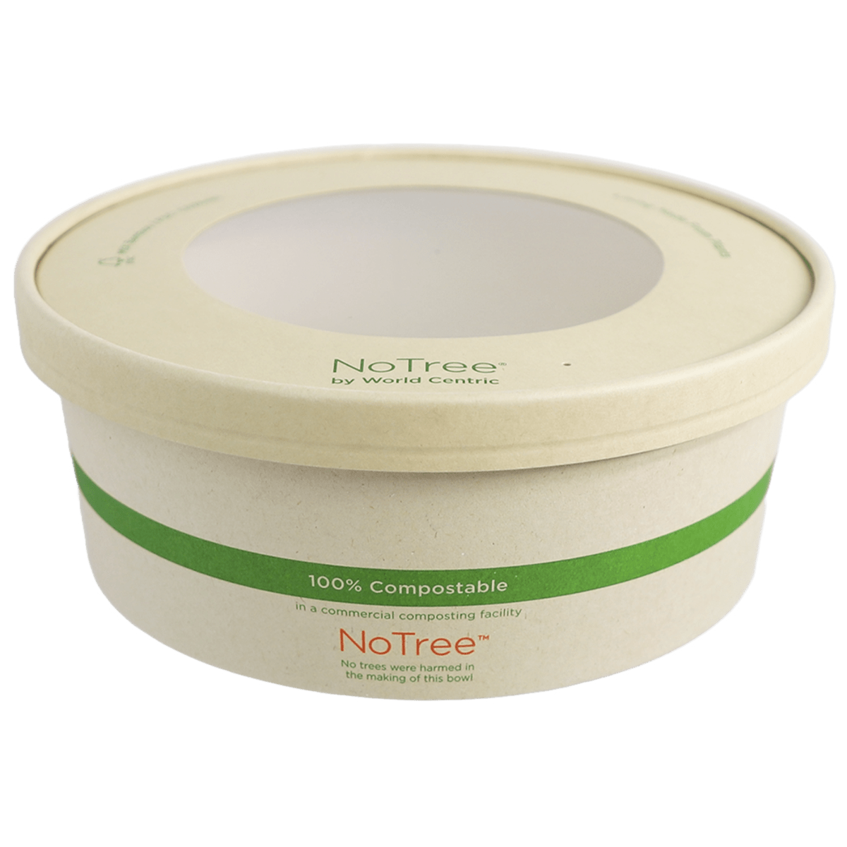 World Centric LID Paper with PLA Window - 42 oz Wide Paper Bowl (QTY:150)