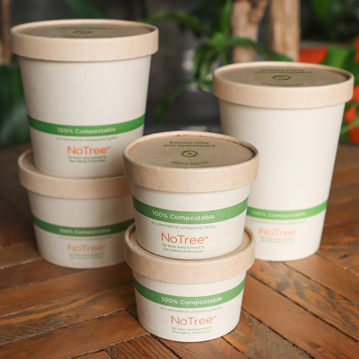 World Centric 8oz Paper Bowl Lid Kraft Bamboo Compostable (QTY 500), SKU BOL-PA-8-K