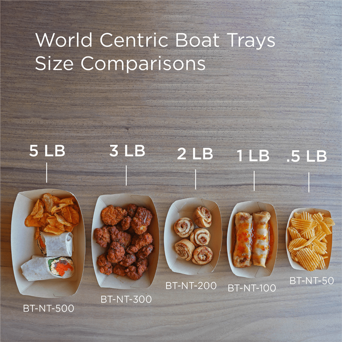World Centric 1/2 LB NoTree Boat Tray (QTY:1000), SKU BT-NT-50