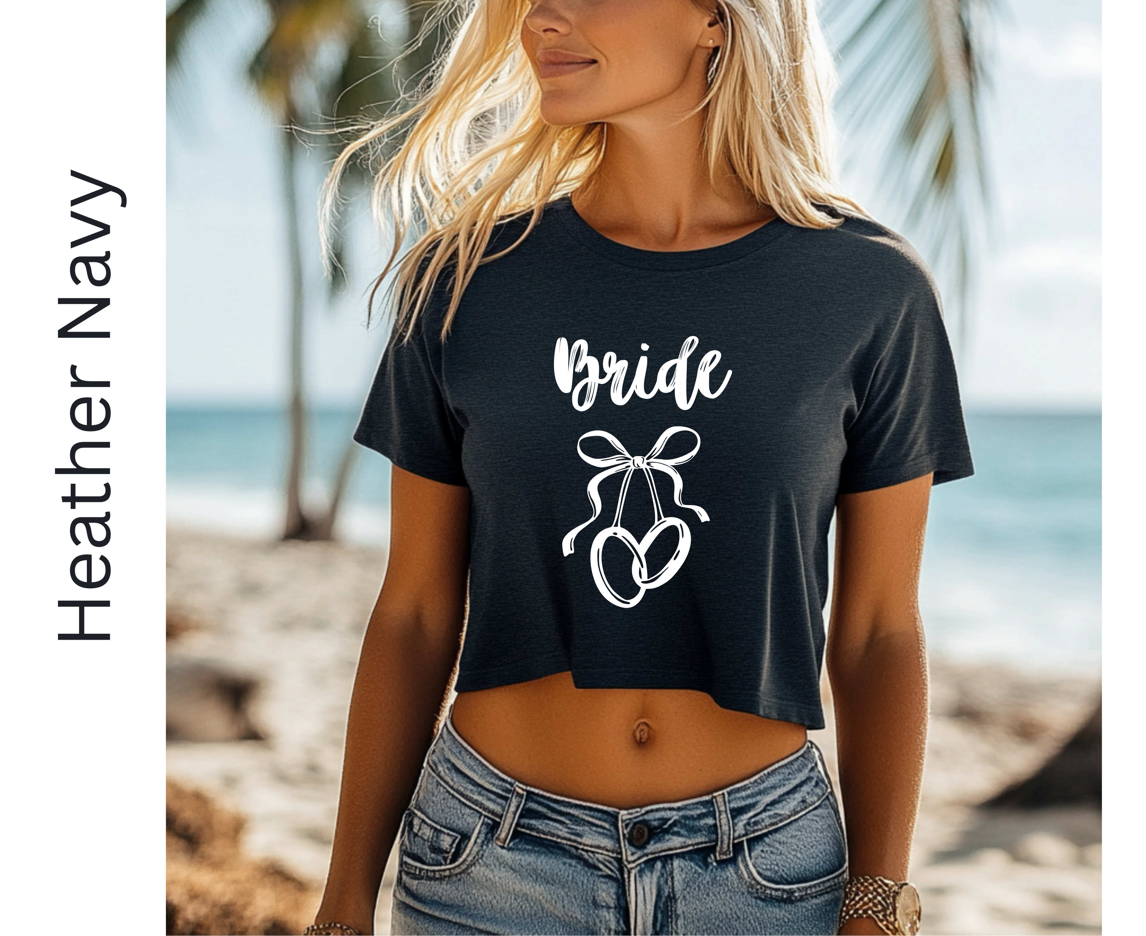 Customizable: Bride Interlocking Rings Cropped Tee
