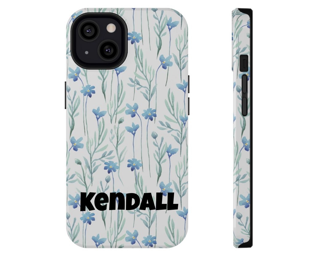 Customizable: Blue Floral Impact-Resistant Phone Case