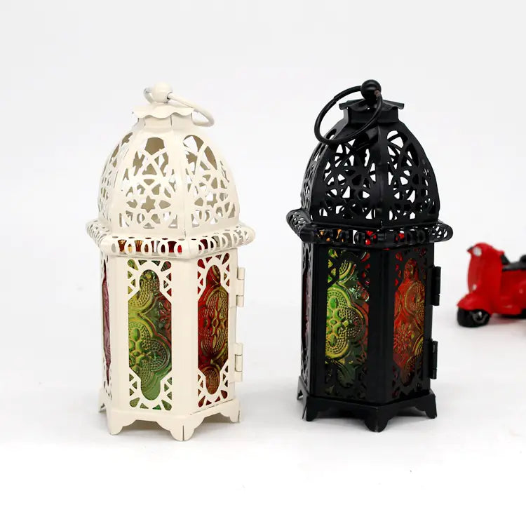 Classic Lantern Candle Holder with Iron and Glass