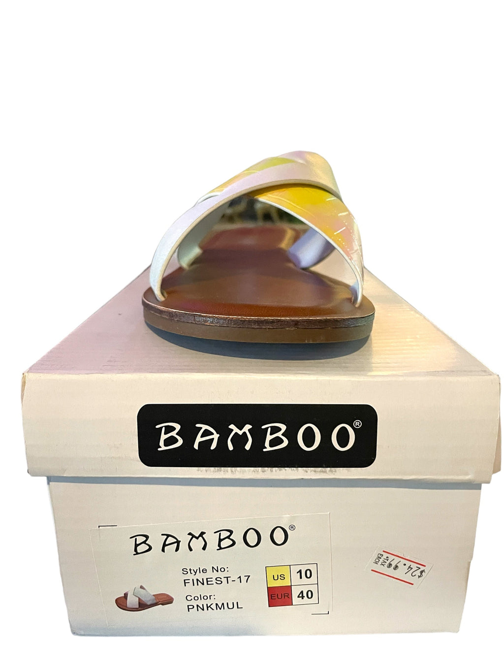 Bamboo Finest-17 Slip on Women's Cross Strap Sandals in Pink