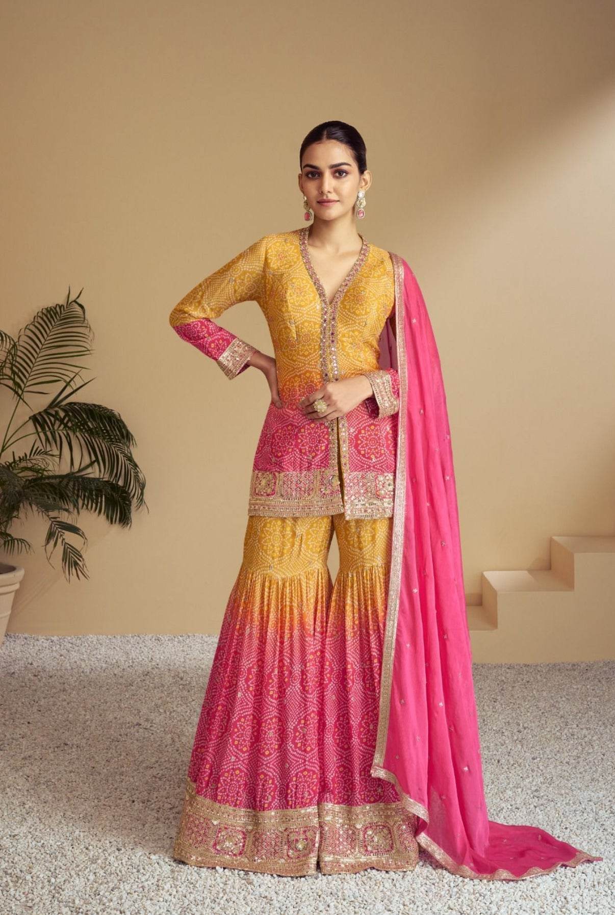 Party wear sharara set : Bandhani