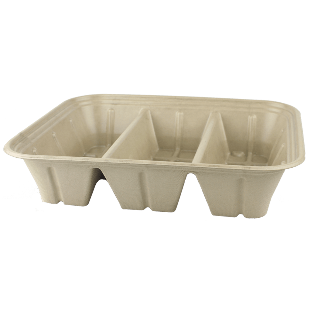 World Centric 104 oz Fiber Catering Pan PLA Lined, 3-Compt (QTY:200)
