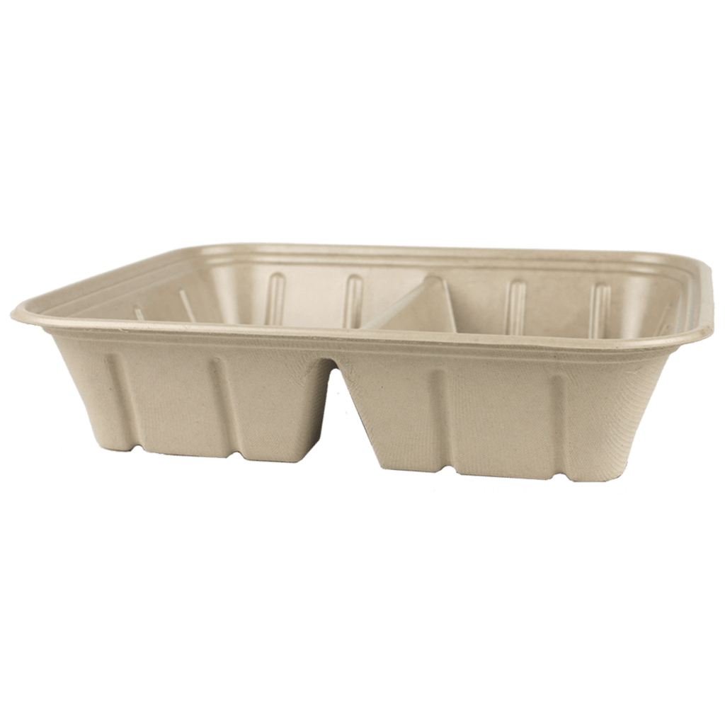 World Centric Half Size (112 oz) Fiber Catering Pan PLA Lined, 2-Compt (QTY:200)