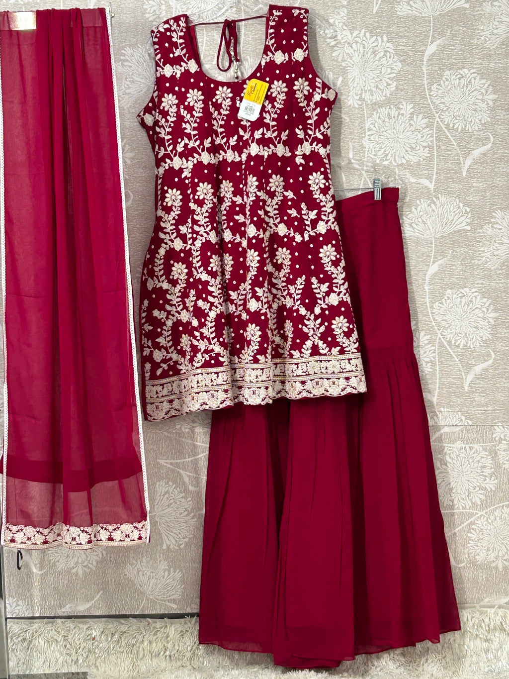 Chiffon Chikankari sharara set