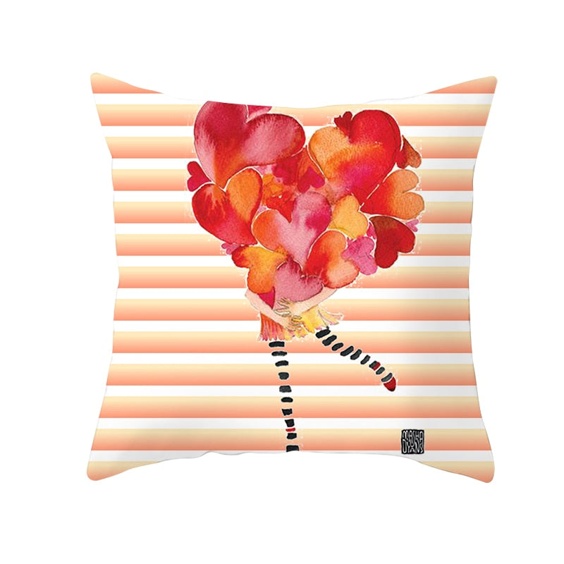 Black White Heart Cushion Cover Arrow I Love You Letters Happy Valentine Pillow Covers Gifts for Couples Valentine's Decoration